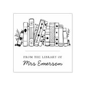 Tampons Encreurs Bibliothèque florale Timbre de livre d'enseignant (Impression)