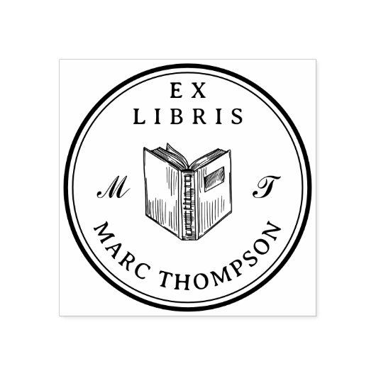 Tampons Encreurs Bibliothèque Monogramme classique de livres ouvert (Impression)