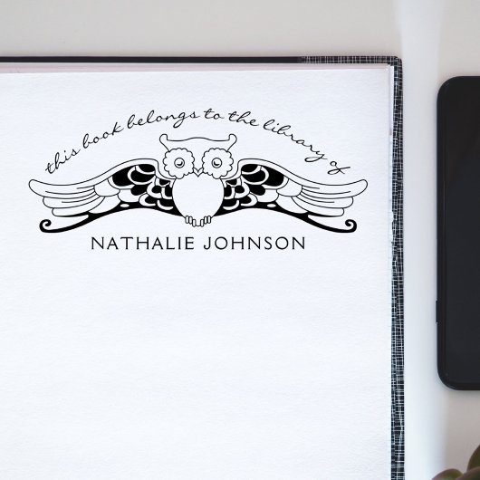 Tampons Encreurs Bibliothèque Owl Elegant Vintage Deco Livres