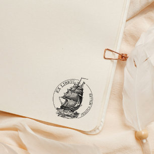 Tampons Encreurs Bibliothèque vintage Boat Ex Libris