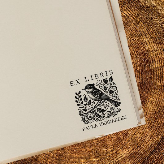 Tampons Encreurs Bibliothèque Vintage Ex Libris Oiseau