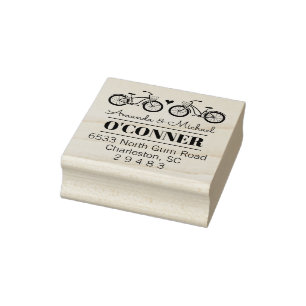 Tampons Encreurs Bicyclettes Couple Timbre pour mariage Adresse de