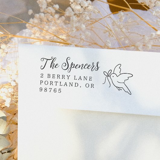 Tampons Encreurs Bird & Bow Family Name & Return Address