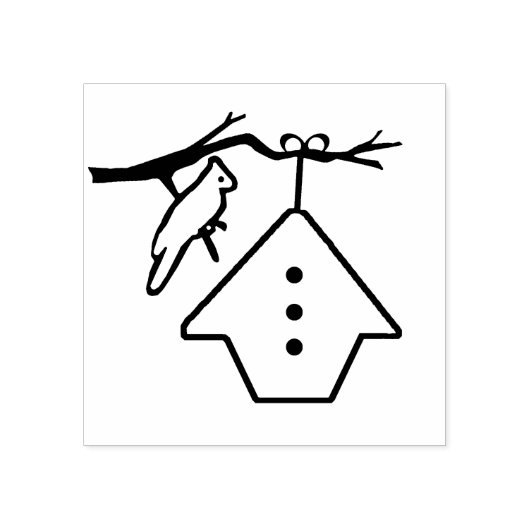 Tampons Encreurs Birdhouse avec timbre cardinal en bois d'art (Impression)