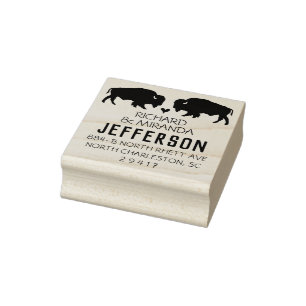 Tampons Encreurs Bison Buffalo Adresse de retour Timbre Animaux Mar