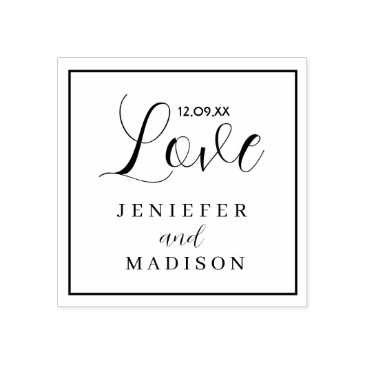 Tampons Encreurs Black Whimsical Love Script personnalisé Mariage e (Impression)