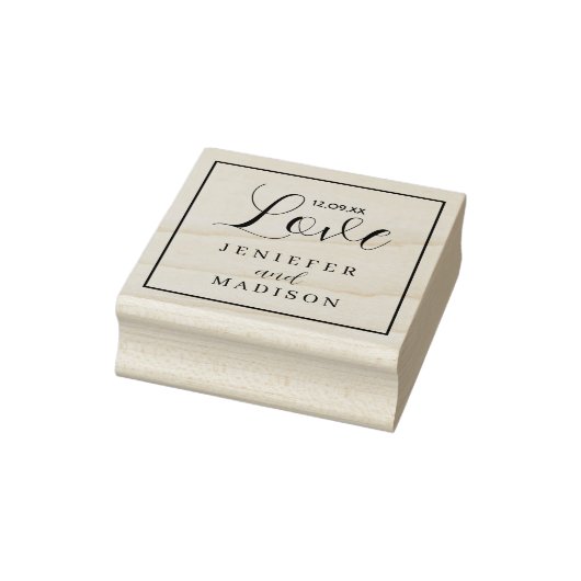 Tampons Encreurs Black Whimsical Love Script personnalisé Mariage e (Tampon)