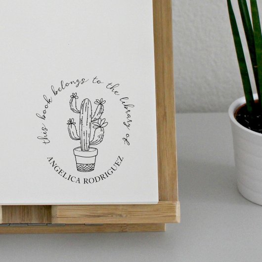 Tampons Encreurs Blooming Cactus Hand-drawn Library Book