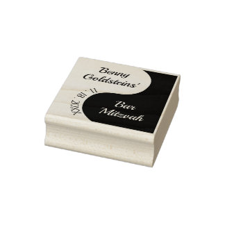 Tampons Encreurs BM Bat ou Bar Mitzvah Noir n Blanc Timbre en caout