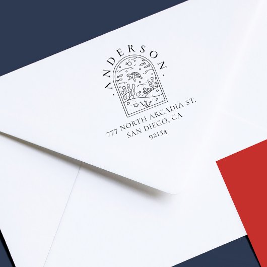 Tampons Encreurs Boho Arch Sea Turtle Adresse de retour personnalis