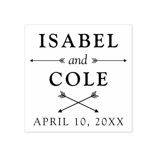 Tampons Encreurs Boho Arrows Couple's Names With Mariage Date (Impression)