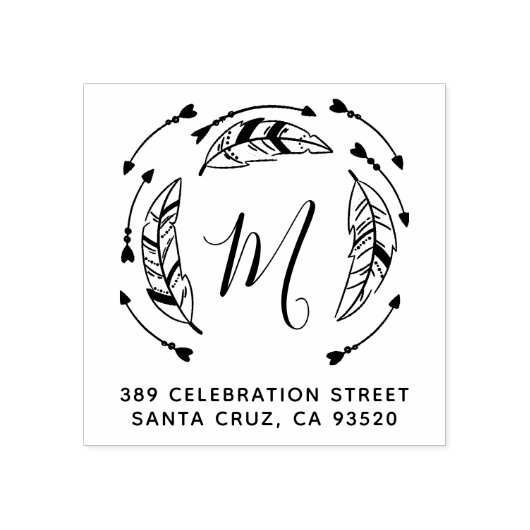 Tampons Encreurs Boho Feathers & Flèches Adresse initiale et de ret (Impression)