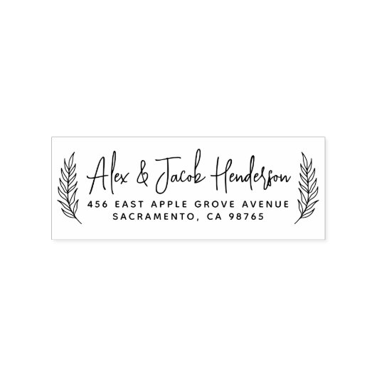 Tampons Encreurs Boho Feuille Modern Script Mariage Adresse de reto (Impression)