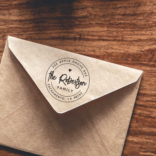 Tampons Encreurs Boho Modern Nom De Famille Coeur Retour Adresse Ro