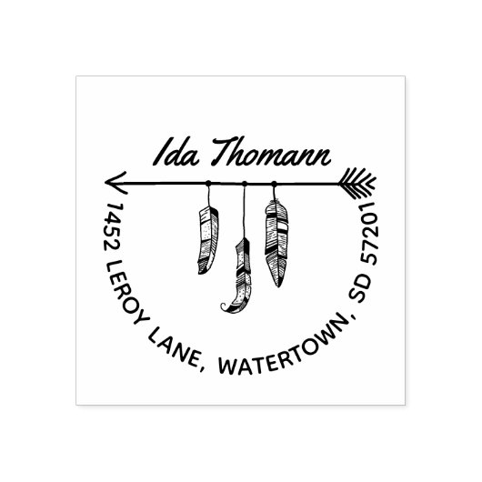 Tampons Encreurs Boho & Moderne | Arrow Feathers Adresse de retour (Impression)