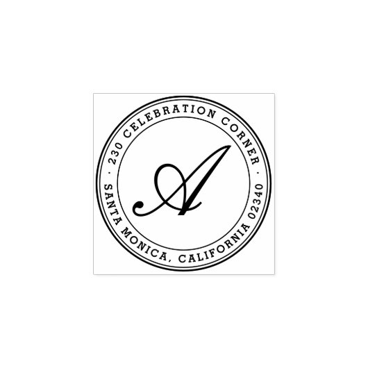 Tampons Encreurs Bold Classic Script Monogramme Arrondi Adresse de (Impression)