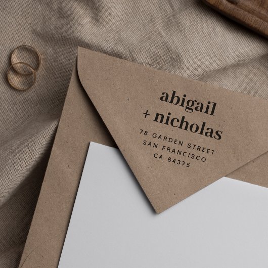 Tampons Encreurs Bold Elegant Couple's Names Mariage Adresse de ret