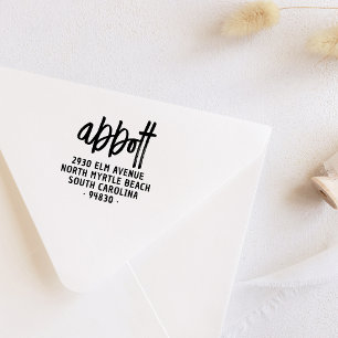 Tampons Encreurs Bold Modern Handwriting Nom de famille Adresse de 