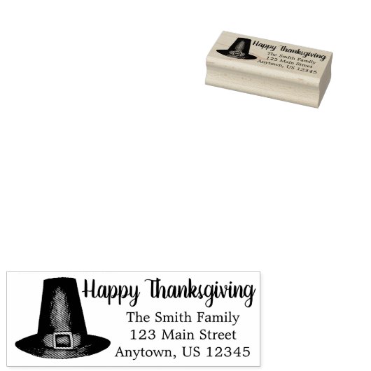 Tampons Encreurs Bon thanksgiving Pilgrim Puritan Casquette Adresse (Tamponné)