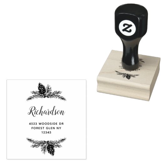 Tampons Encreurs Bordure à feuillage persistant du cône de pin adre (Tamponné)