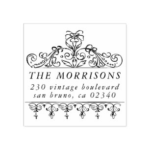 Tampons Encreurs Bordure vintage Flourissant Nom de famille Adresse