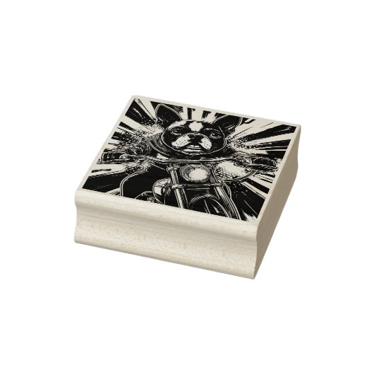 Tampons Encreurs Boston Biker Terrier - Timbre d'art en bois (Tampon)