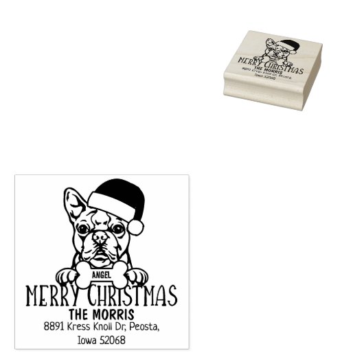 Tampons Encreurs Boston Terrier Dog Joyeux Noël Adresse de retour (Tamponné)