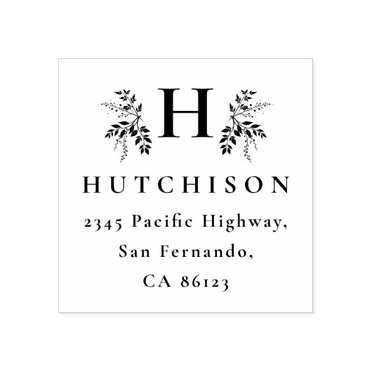 Tampons Encreurs Botanical Monogram Surname Elegant Return Address (Impression)