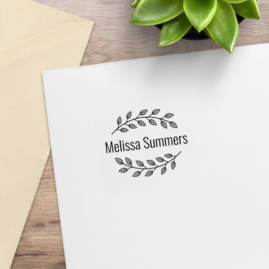 Tampons Encreurs Botanical Wreath Top Bottom Branch Custom Name 1x1