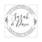 Tampons Encreurs Botanique Circulaire Mariage Script Adresse de ret (Impression)
