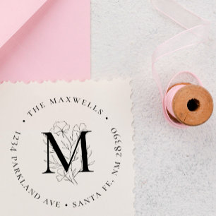 Tampons Encreurs Botanique Monogramme Circulaire Famille Adresse de
