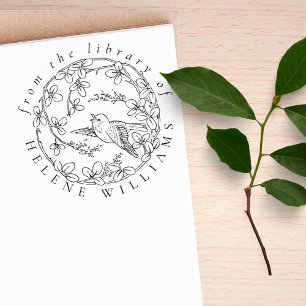 Tampons Encreurs Botanique Oiseau Élégant Script Library Livres