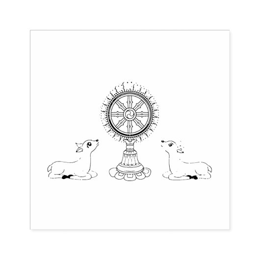 Tampons Encreurs Bouddha Dharma Roue & Cerfs Timbre en caoutchouc (Impression)