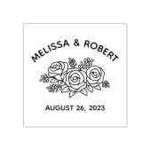 Tampons Encreurs Bouquet Rose Enregistrer la date Mariage (Impression)