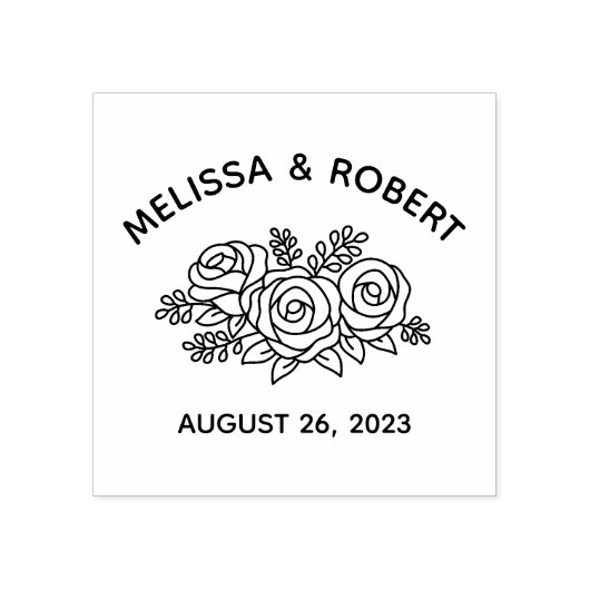 Tampons Encreurs Bouquet Rose Enregistrer la date Mariage (Impression)