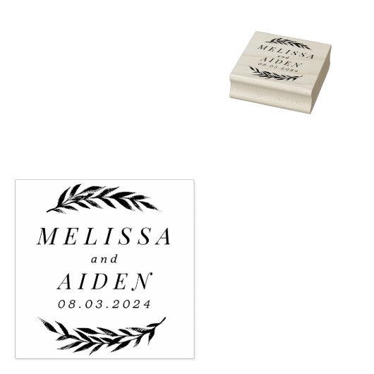 Tampons Encreurs Branches avec Mariage en couple Date (Tamponné)