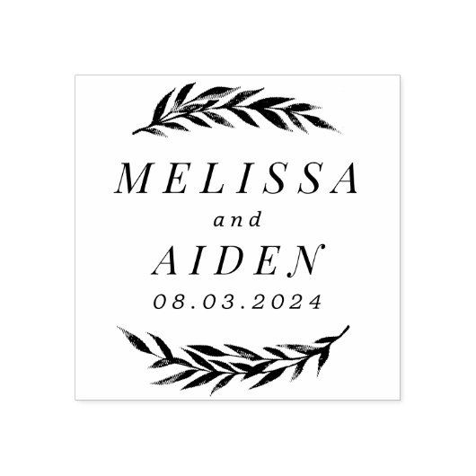 Tampons Encreurs Branches avec Mariage en couple Date (Impression)