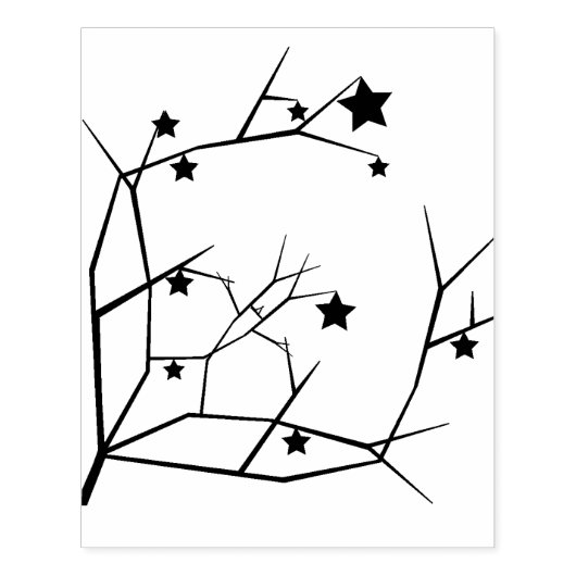 Tampons Encreurs Branches d'arbre en silhouette et timbre d'art éto (Impression)