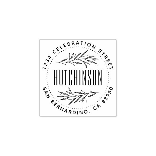 Tampons Encreurs Branches Rustiques dessinées à la main Ronde Adres (Impression)