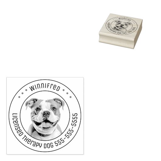 Tampons Encreurs Bulldog Pit Bull Chien Animal Photo Round (Tamponné)