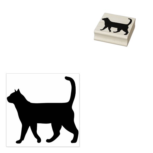 Tampons Encreurs cachet d'art de la silhouette du chat marchant (Tamponné)