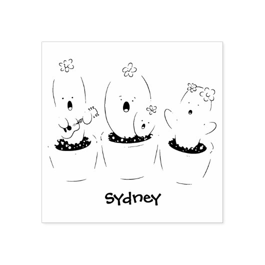 Tampons Encreurs Cactus trio chantante mignonne dessin animé (Impression)