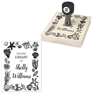 Tampons Encreurs Cadre de coquillages Ex Libris personnalisé Bookpl