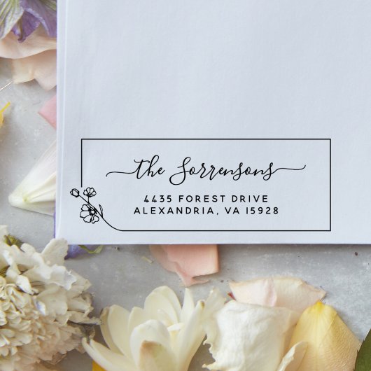 Tampons Encreurs Cadre de ligne florale Nom personnalisé et adresse