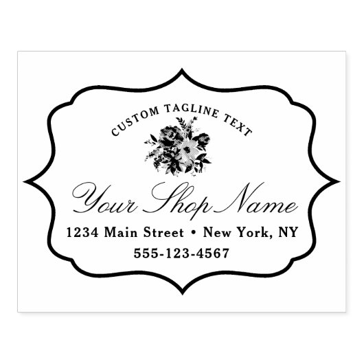Tampons Encreurs Cadre de support chic en floraison et script éléga (Impression)