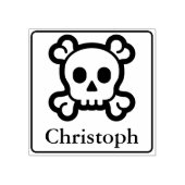 Tampons Encreurs Cadre et icône solides - SKULL & BONNES + Nom (Impression)