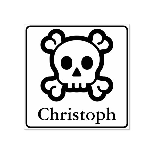 Tampons Encreurs Cadre et icône solides - SKULL & BONNES + Nom (Impression)
