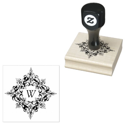 Tampons Encreurs Cadre fileté complexe avec monogramme personnalisé (Tamponné)
