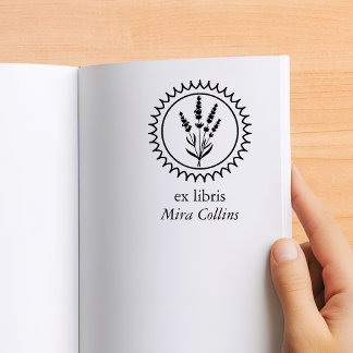 Tampons Encreurs Cadre floral lavande élégant Ex Libris Nom