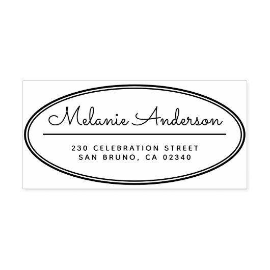 Tampons Encreurs Cadre Ovale Moderne Cute Script Nom Adresse de ret (Impression)